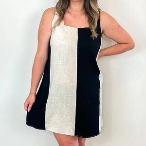 🖤 💛Black & Cream Colorblock Mini Dress - Sleeveless Shift